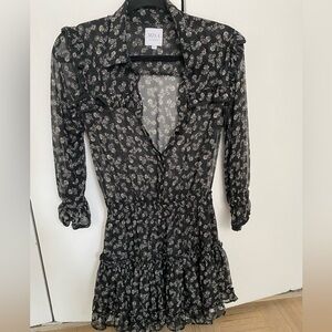 Misa Los Angeles Black and White Floral Mini Dress